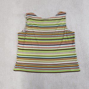 R&K Originals Crop Top Womens 16 Striped Green Tank Multicolored